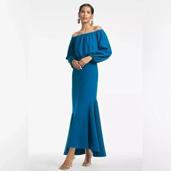 Sachin & Babi Kai Mermaid Off The Shoulder Dress in Moroccan Blue Sz 8 $475 - Picture 4 of 6